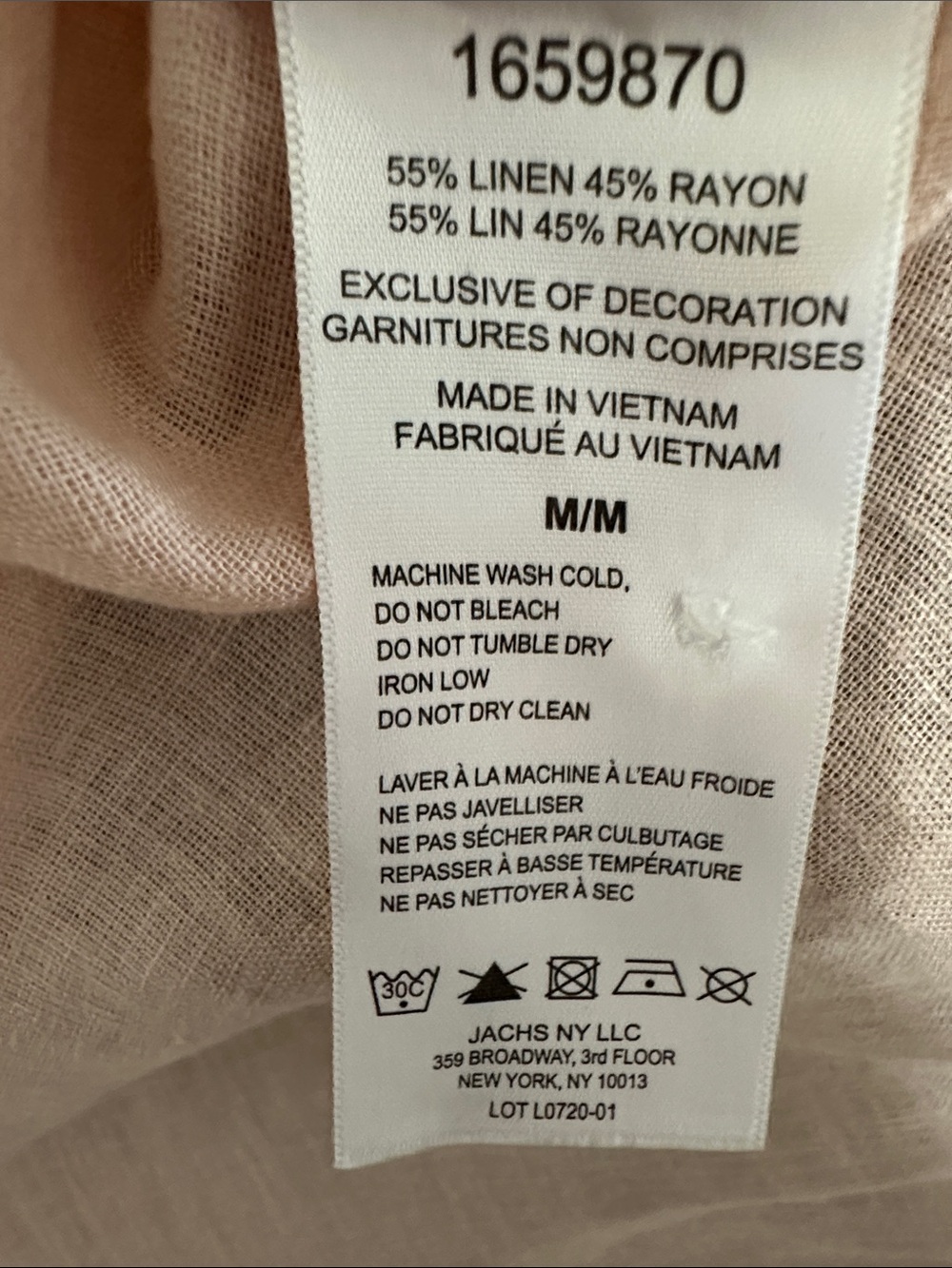 JACHS Girlfriend Linen Blend Tie Front Shirt Blush Pink M - Picture 5 of 7